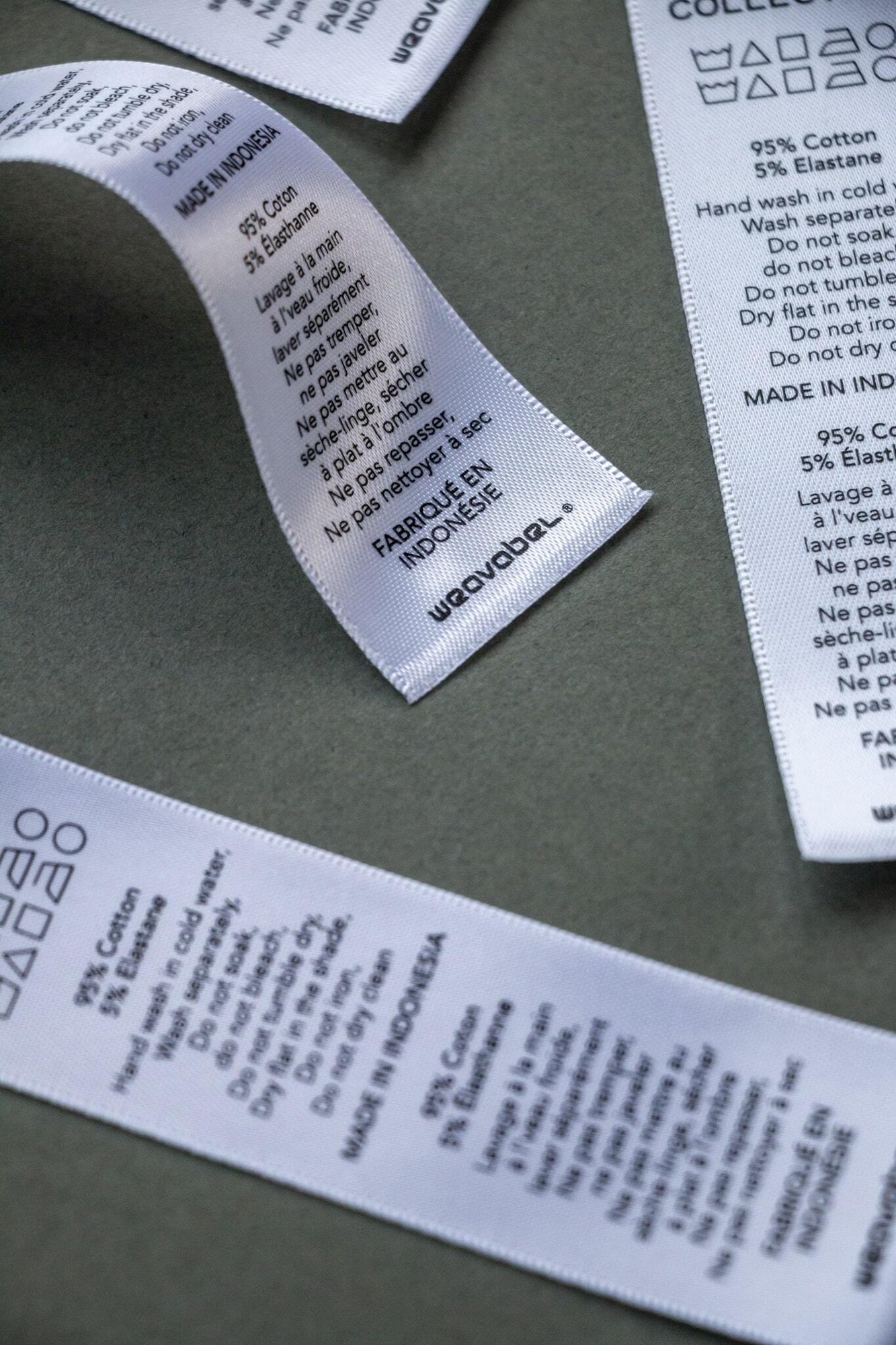 The Essential printed white care label