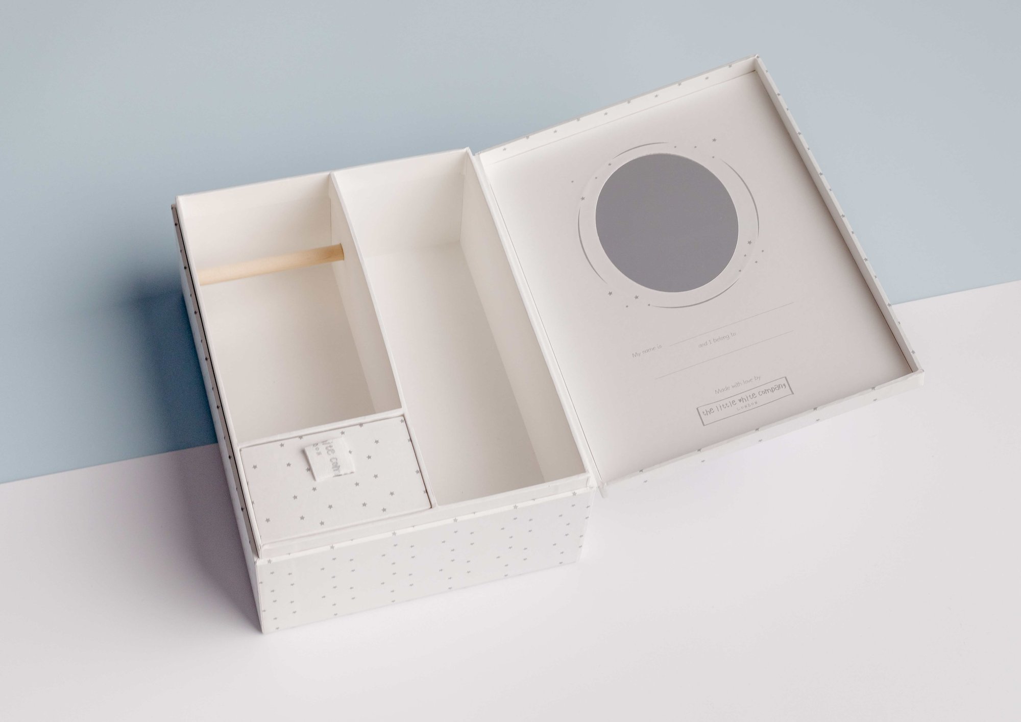 White box with sections