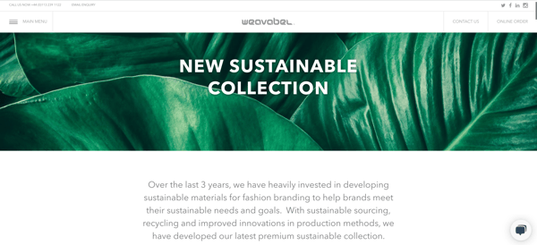 weavabel sustainable collection webpage 
