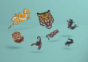Embroidered animal patch badges