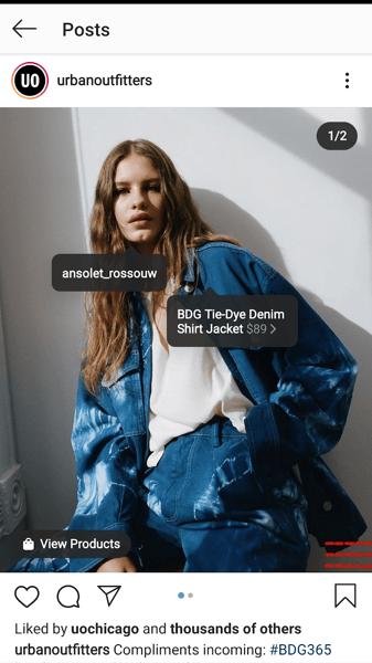 urban outfitters instagram shoppable