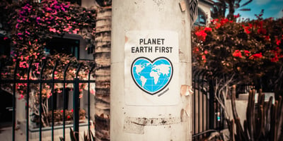 Planet earth first poster on a tree