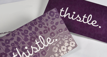Thistle UV coated packaging