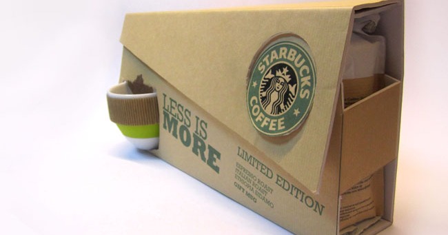 Flat box packaging examples for Starbucks